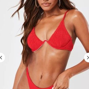 Misguided crinkle red bikini set